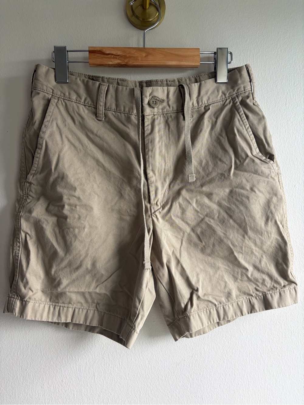 Uniqlo Khaki Flat Front Drawstring Shorts